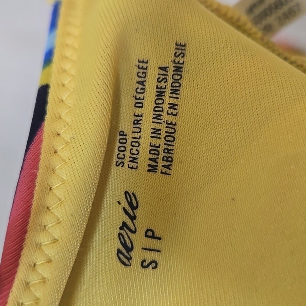 Aerie Multi-Color Tropical Print Scoop Bikini Top - Picture 5 of 5